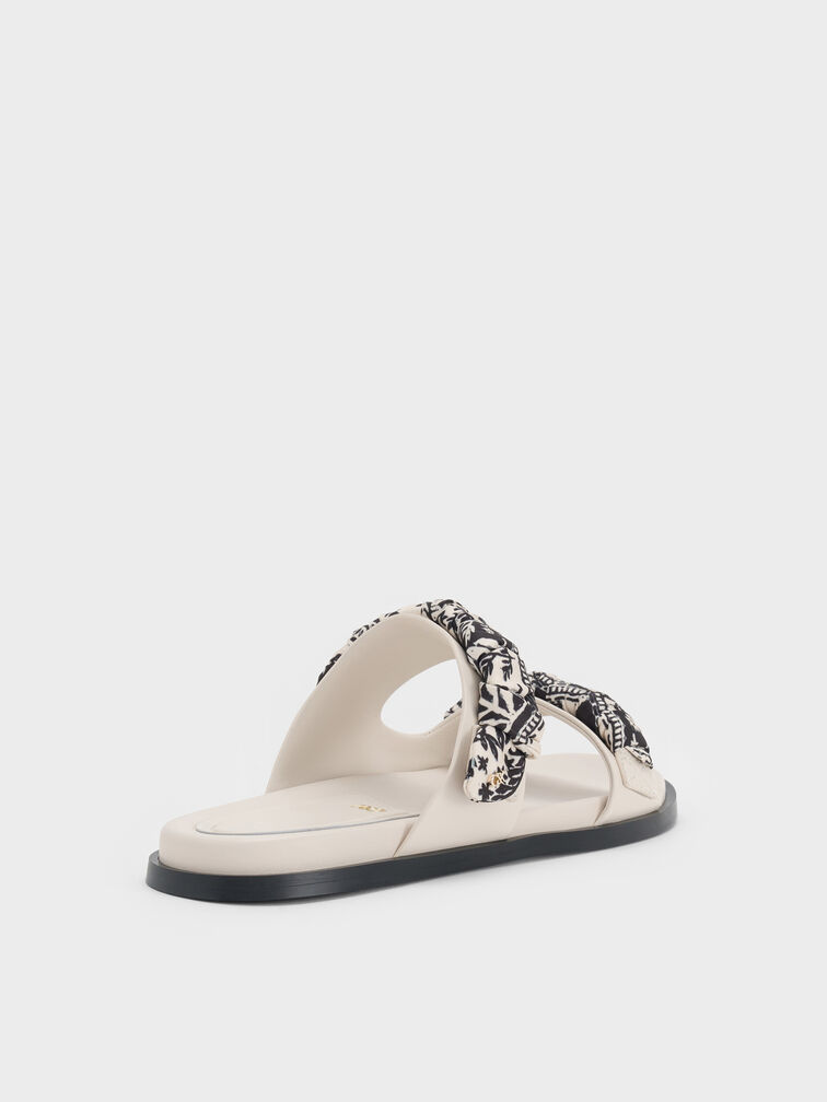 Sandal Double-Strap Printed Tayari Leather, Chalk, hi-res