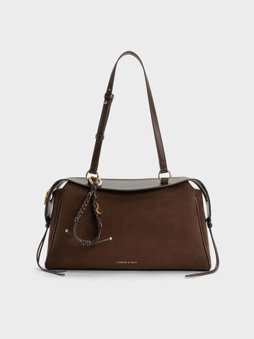 Tas Bahu Braided-Charm Haylen, Espresso Brown, hi-res