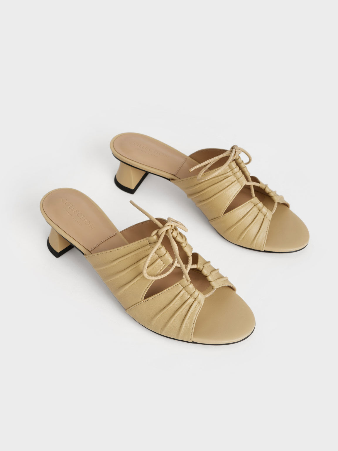 Sepatu Mules Landis Leather Round-Toe, Sand, hi-res