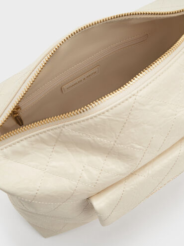 Tas Hobo Front-Pocket Quilted Duo, Cream, hi-res