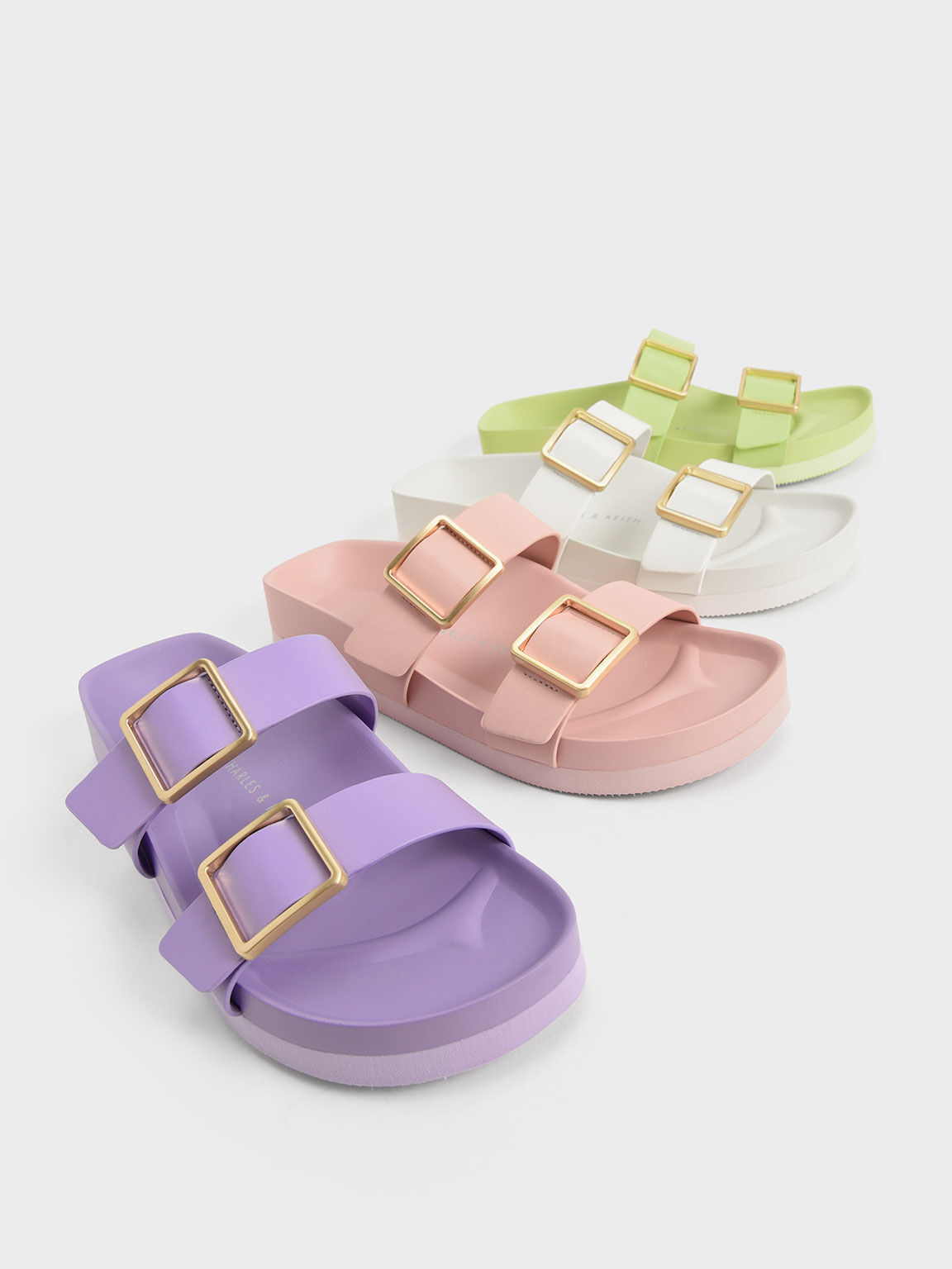 Sandal Slide Metallic Buckle, Light Pink, hi-res