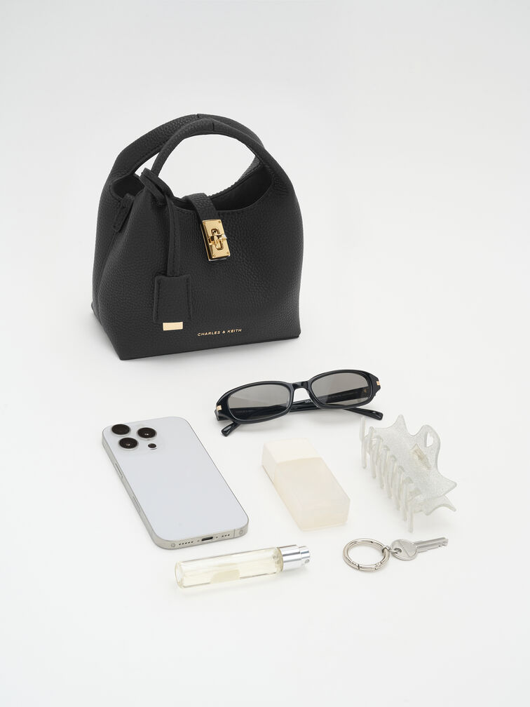 Tas Bucket Turn-Lock Mini Chance Mini, Black, hi-res