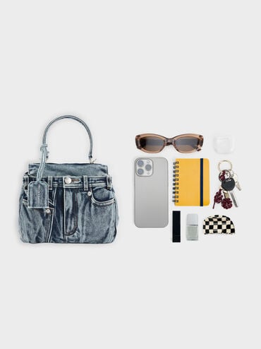 Tas Top Handle Jeans Arita Denim, Denim Blue, hi-res