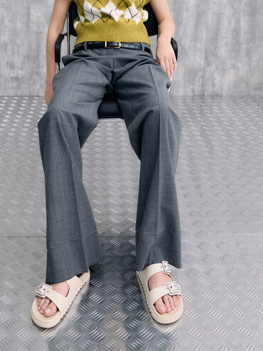 Gem-Buckle Double-Strap Sandals, Chalk, hi-res