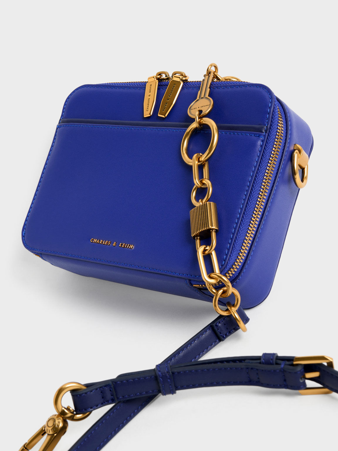 Lock & Key Chain Handle Bag, Cobalt, hi-res