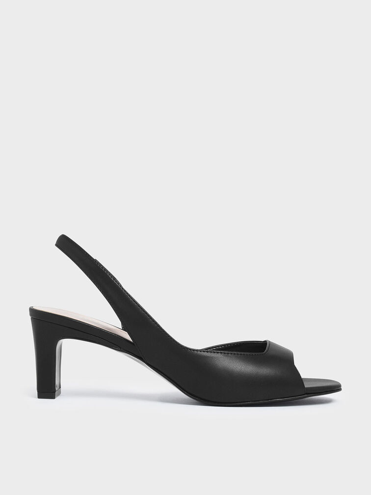 Sandal Slingback Heels Open Toe D'Orsay, Black, hi-res