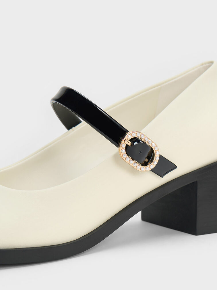 Patent Crystal-Embellished Buckle Two-Tone Mary Janes, Multi, hi-res