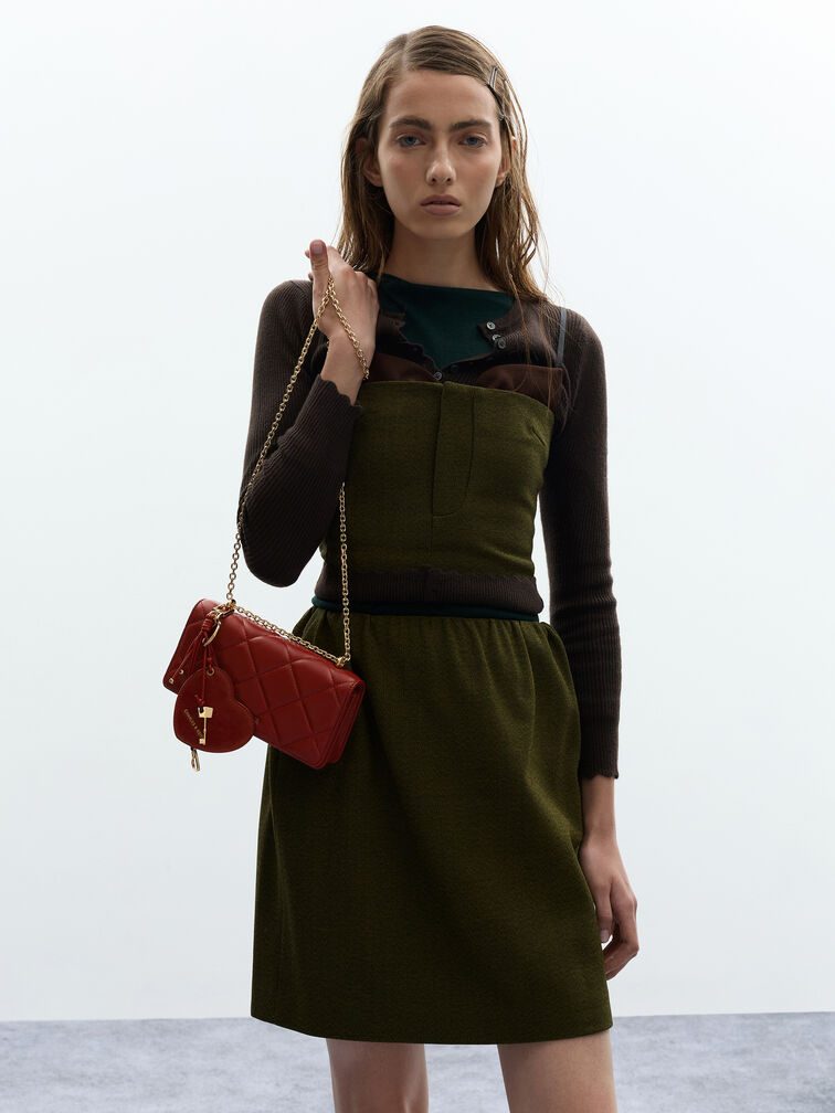 Dompet On Chain Quilted Paffuto, Tomato Red, hi-res