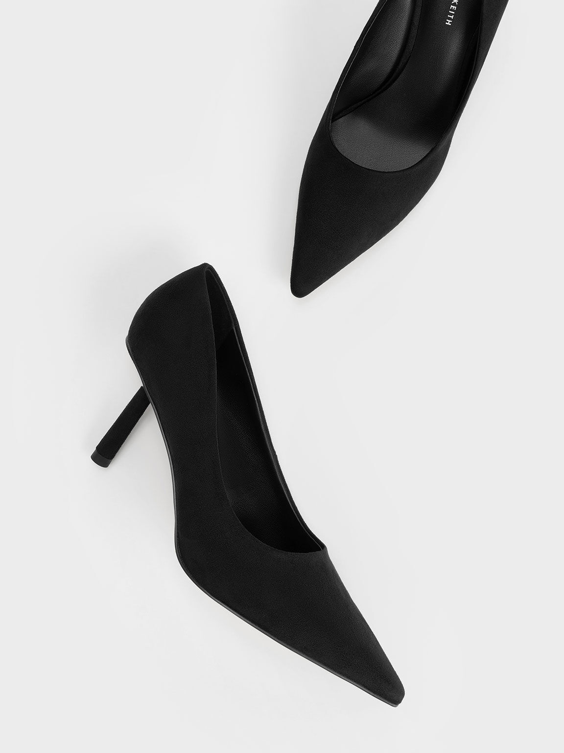 Sepatu Pumps Textured Cylindrical Heel, Black Textured, hi-res