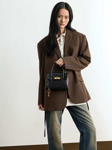 Tas Tote Turn-Lock Kerry Mini, Black, hi-res