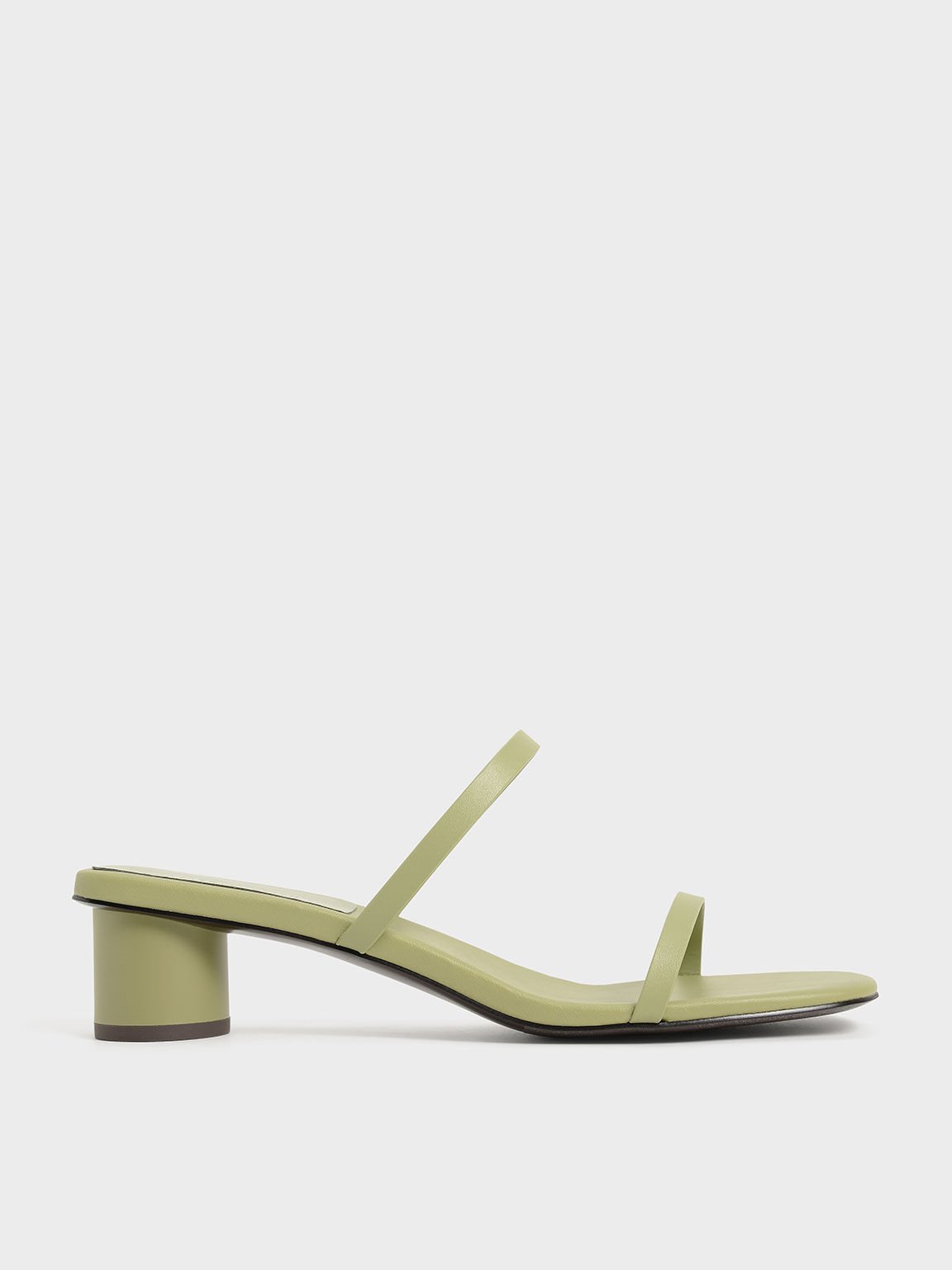 Double Strap Cylindrical Heel Mules, Sage Green, hi-res