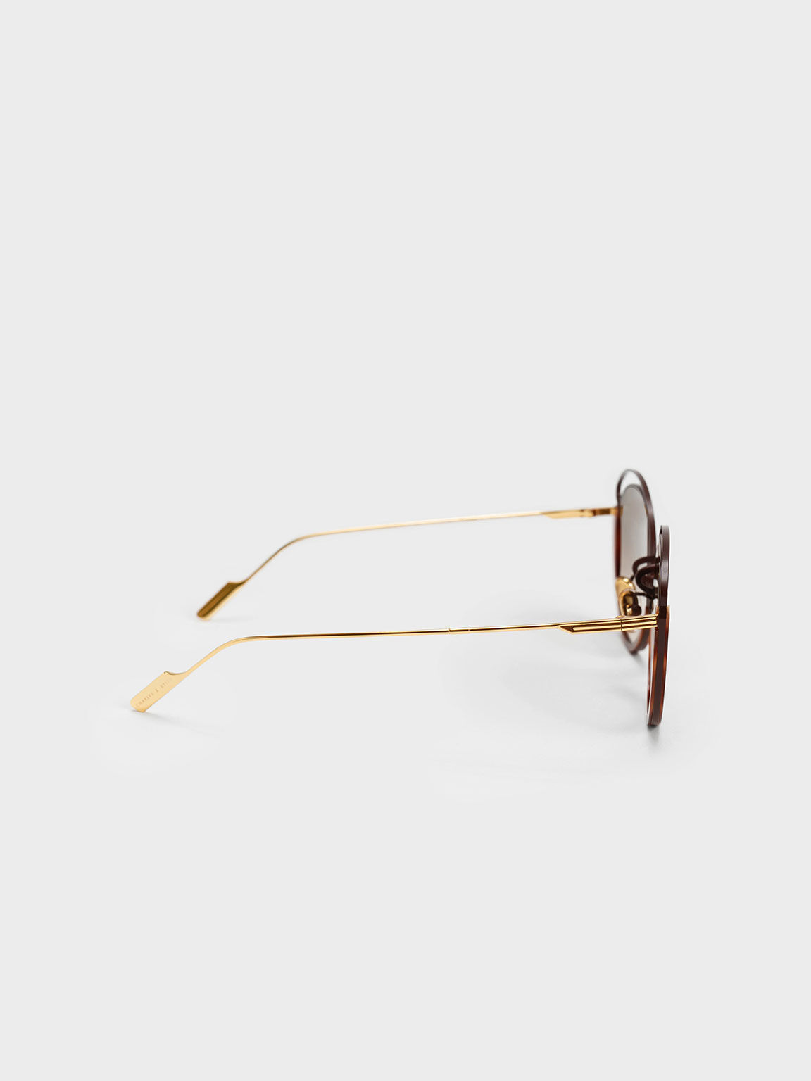 Cut-Out Wireframe Oval Sunglasses, T. Shell, hi-res