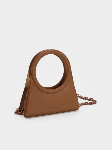 Camelia Circle Handle Geometric Bag, Chocolate, hi-res