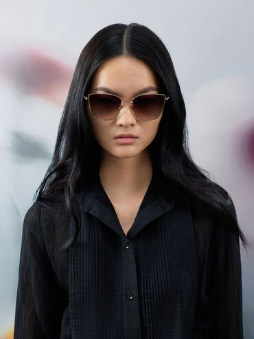 Kacamata Square Crystal Livonia, Rose Gold, hi-res