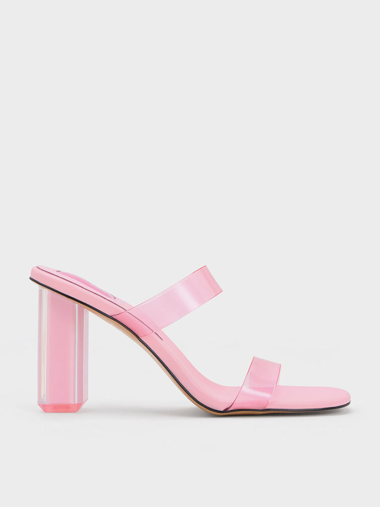 Sepatu Mules Geometric Heel Fia, Light Pink, hi-res