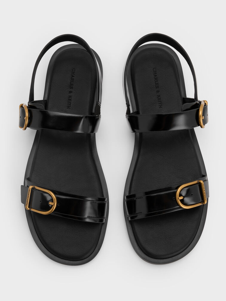 Sandal Slingback Buckle-Strap Double, Black Box, hi-res