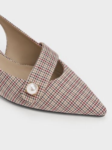 Sepatu Pumps Slingback Pearl Checkered Marie, Multi, hi-res