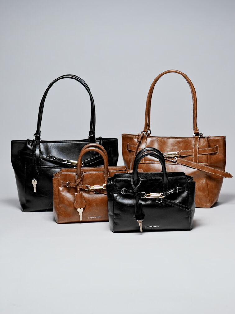 Tas Tote Belted Delfina Mini, Noir, hi-res