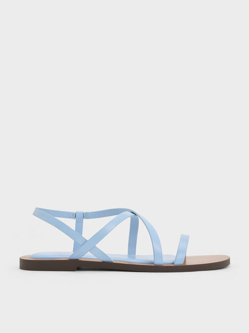 Sandal Strappy Asymmetrical, Blue, hi-res