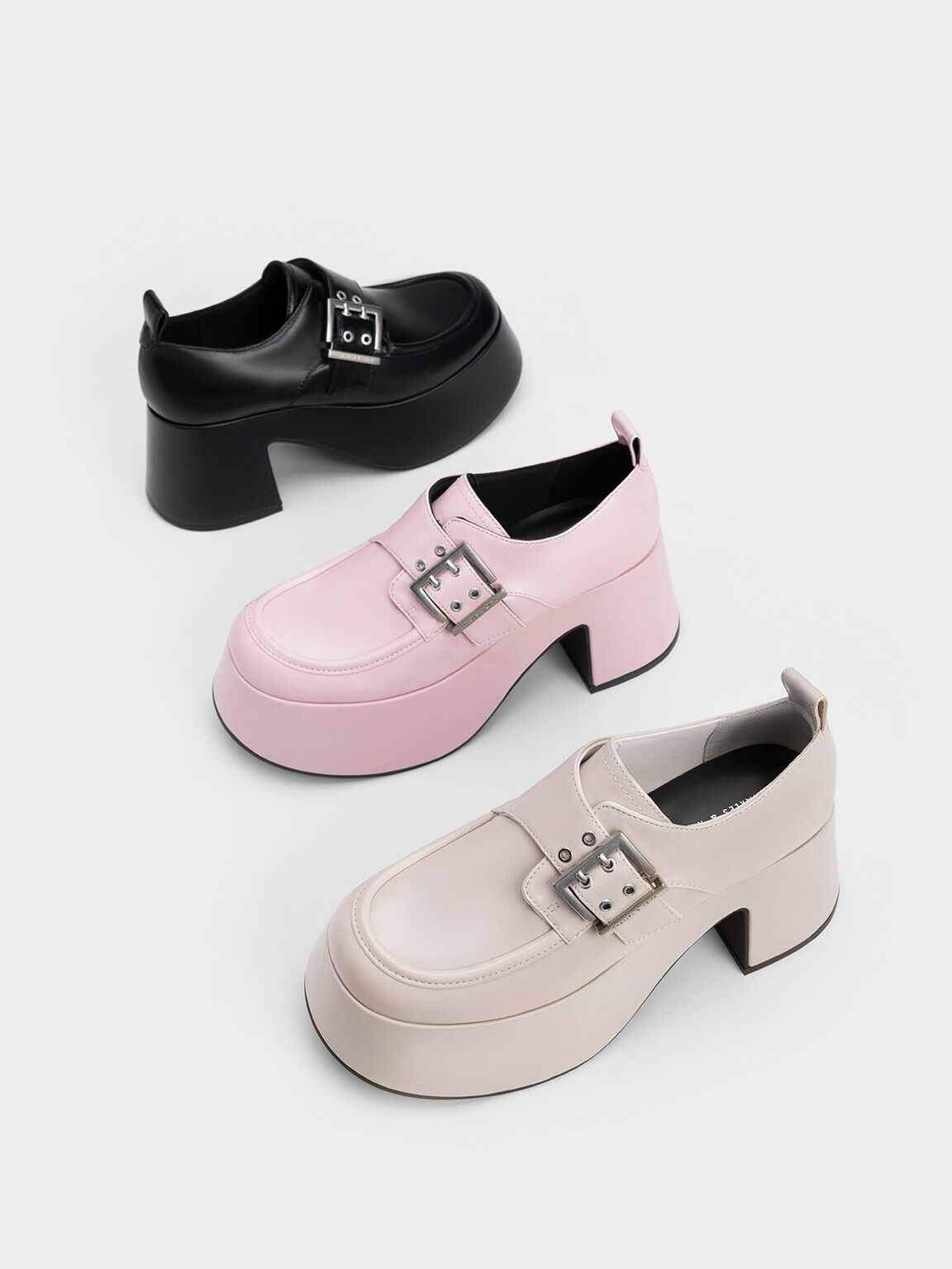Sepatu Loafers Buckled Chunky Rubina, Light Pink, hi-res