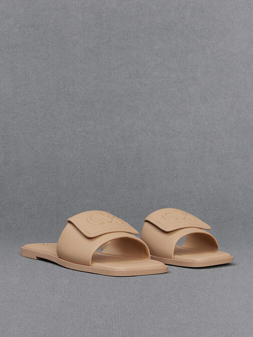 Sandal Slide Leather, Nude, hi-res