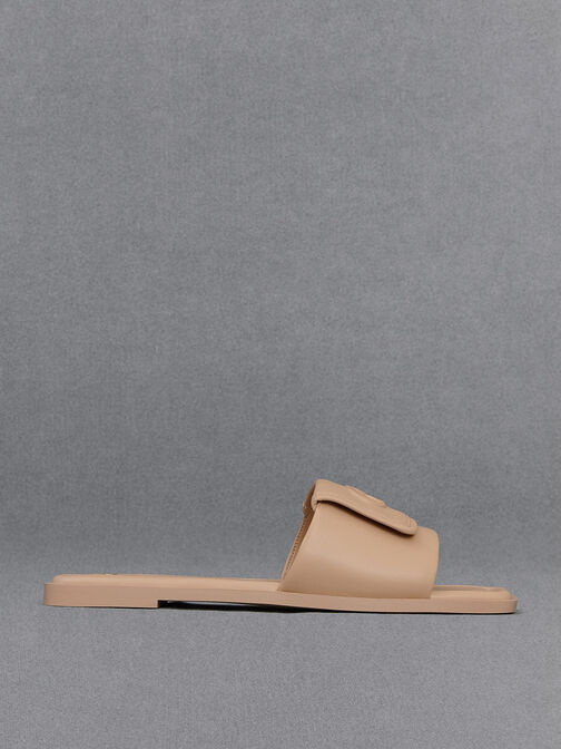 Sandal Slide Leather, Nude, hi-res