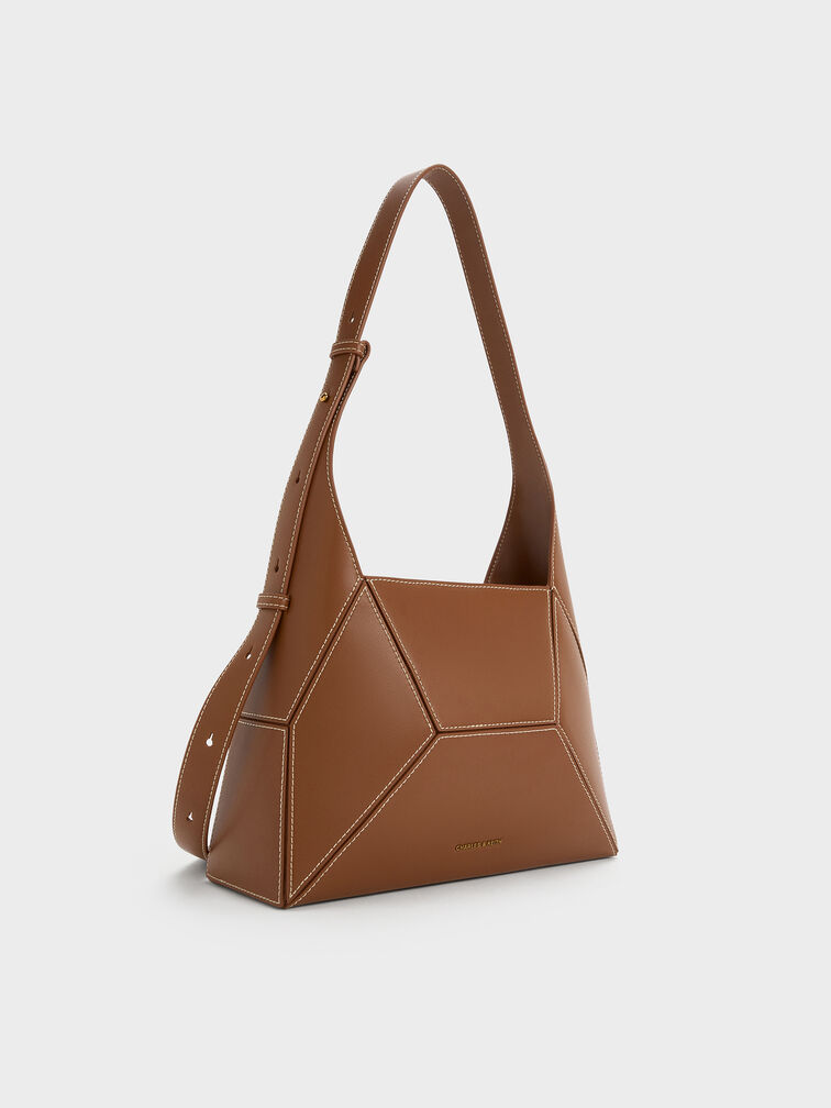 Nasrin Geometric Hobo Bag, Chocolate, hi-res