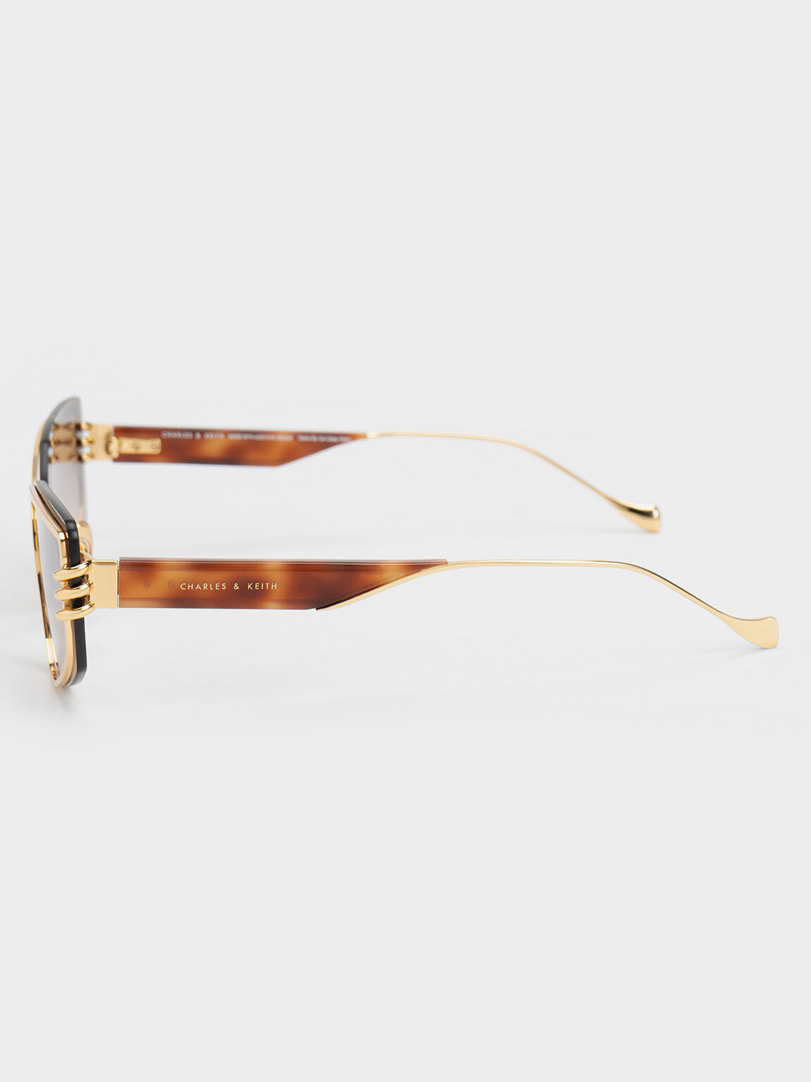 Metallic-Rimmed Geometric Sunglasses, T. Shell, hi-res