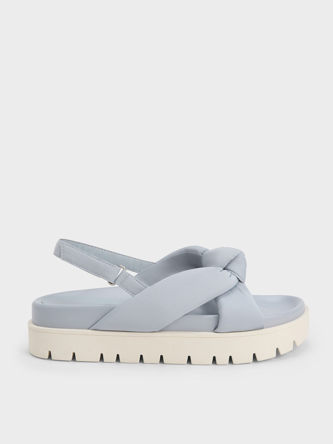 Sandal Flatform Nylon Knotted, Light Blue, hi-res