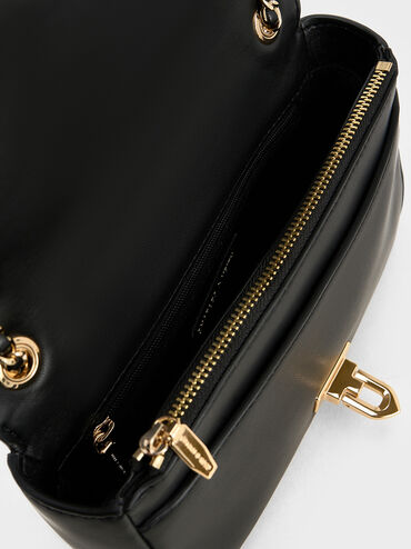 Tas Bahu Diamond-Quilt Arwen, Black, hi-res