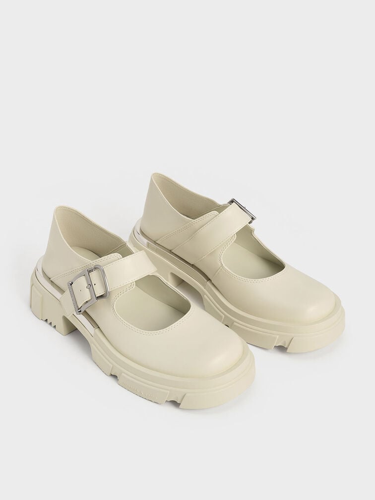 Sepatu Mary Janes Metallic Accent Dakota, Chalk, hi-res