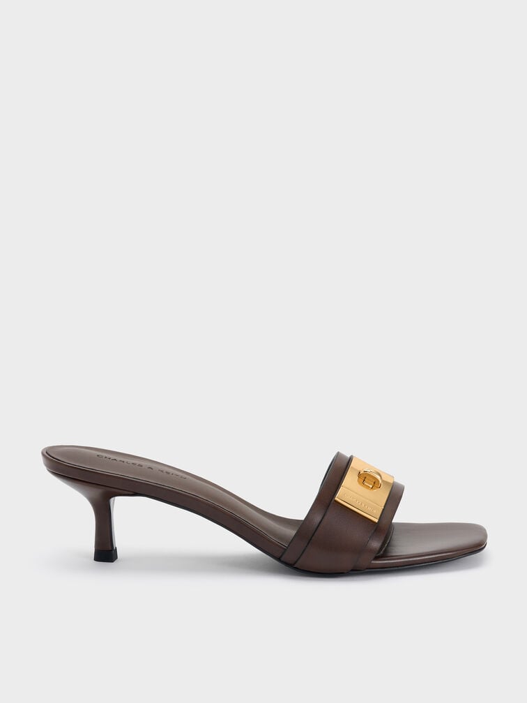 Sandal Mules Kitten-Heel Aelin, Espresso Brown, hi-res