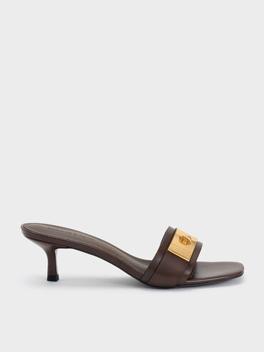 Sandal Mules Kitten-Heel Aelin, Espresso Brown, hi-res
