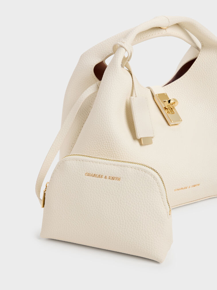 Tas Bucket Turn-Lock Chance, Cream, hi-res