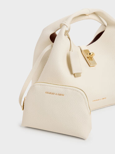 Tas Bucket Turn-Lock Chance, Cream, hi-res