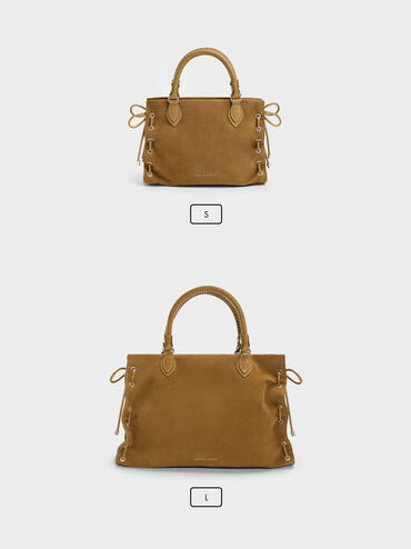 Large Nylah Grommet Lace-Up Tote Bag, Sahara Sand, hi-res