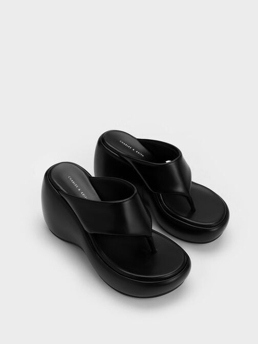 Sepatu Wedges Noemi Platform, Black, hi-res