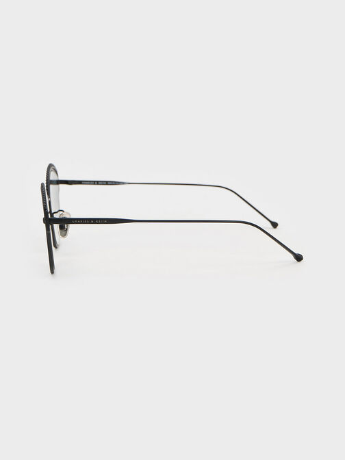 Kacamata Cateye Braided Wire-Frame, Black, hi-res