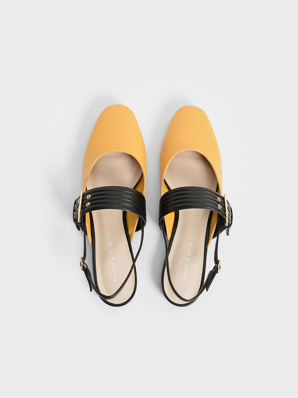 Grommet Strap Slingback Mary Janes, Yellow, hi-res