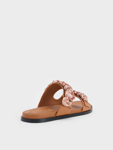 Tayari Leather Printed Double-Strap Sandals, Caramel, hi-res