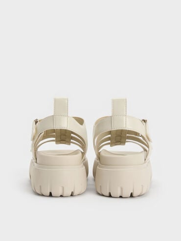 Platform Caged Sandals, Chalk, hi-res