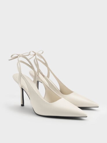 Sepatu Pumps Slingback Back-Bow, Chalk, hi-res