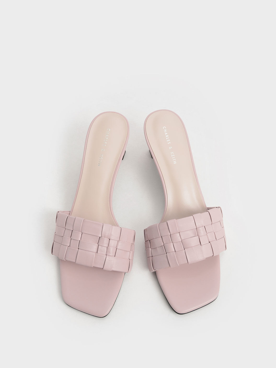 Sandal Mules Woven Square Toe, Light Pink, hi-res