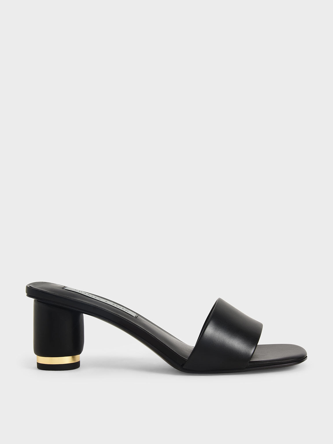 Sandal Mules Cylindrical Heel, Black, hi-res