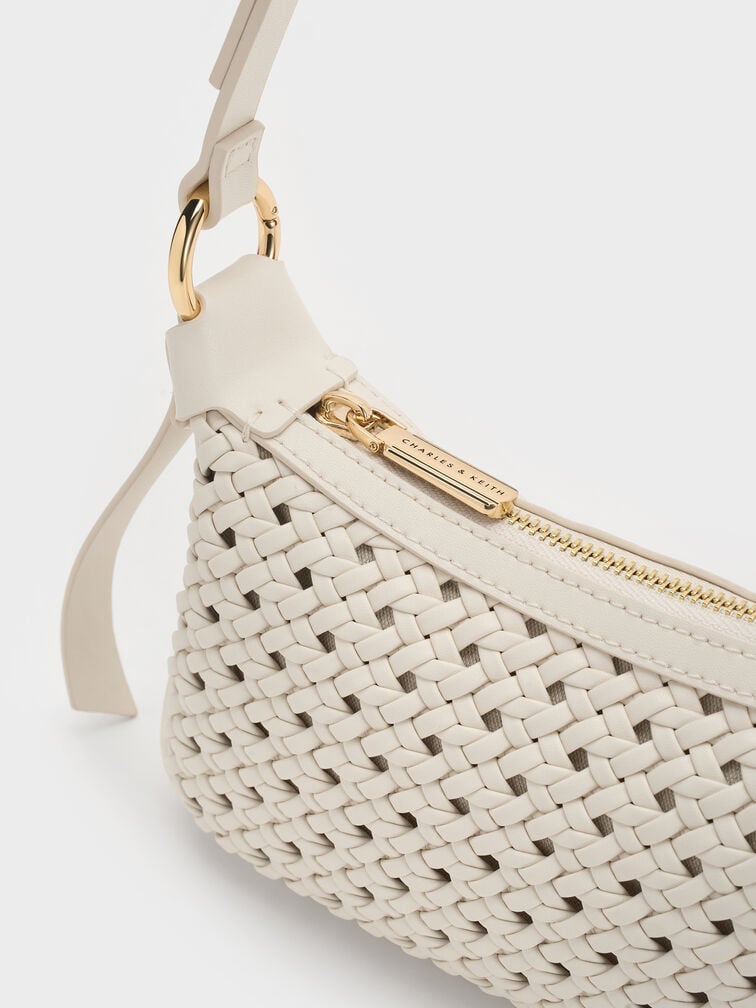 Mini Calla Woven Shoulder Bag, Cream, hi-res