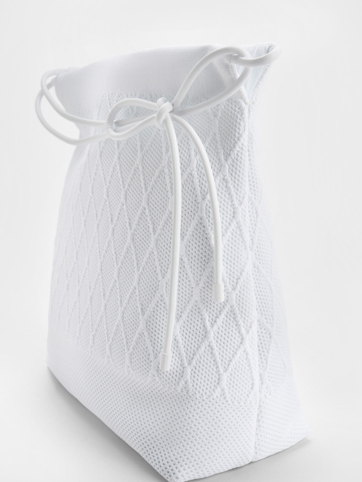 Genoa Bow-Tie Knitted Bag, White, hi-res