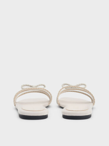 Sandal Slide Woven-Bow Kaleen, Chalk, hi-res