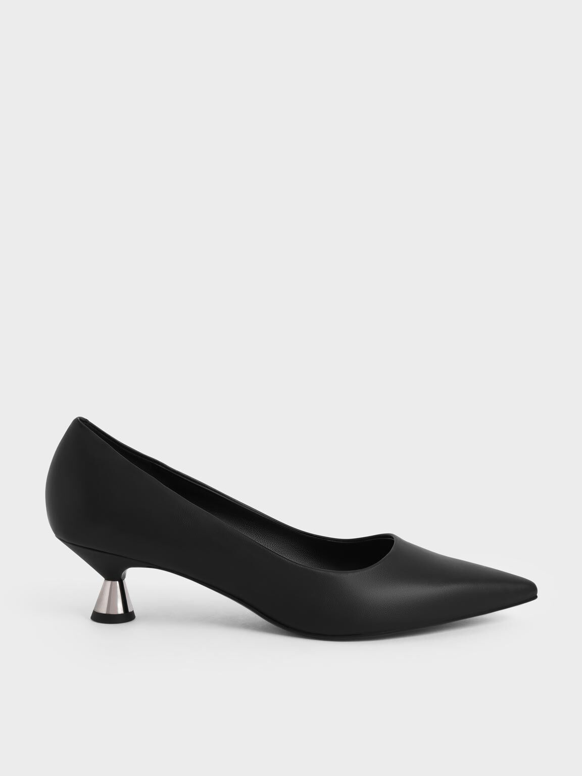 Sepatu Pumps Spool Heel, Black, hi-res