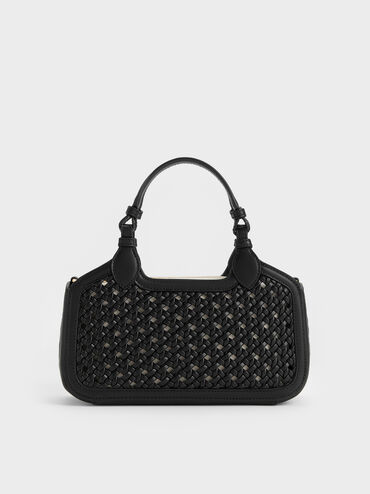 Mini Azure Woven Tote Bag, Black, hi-res