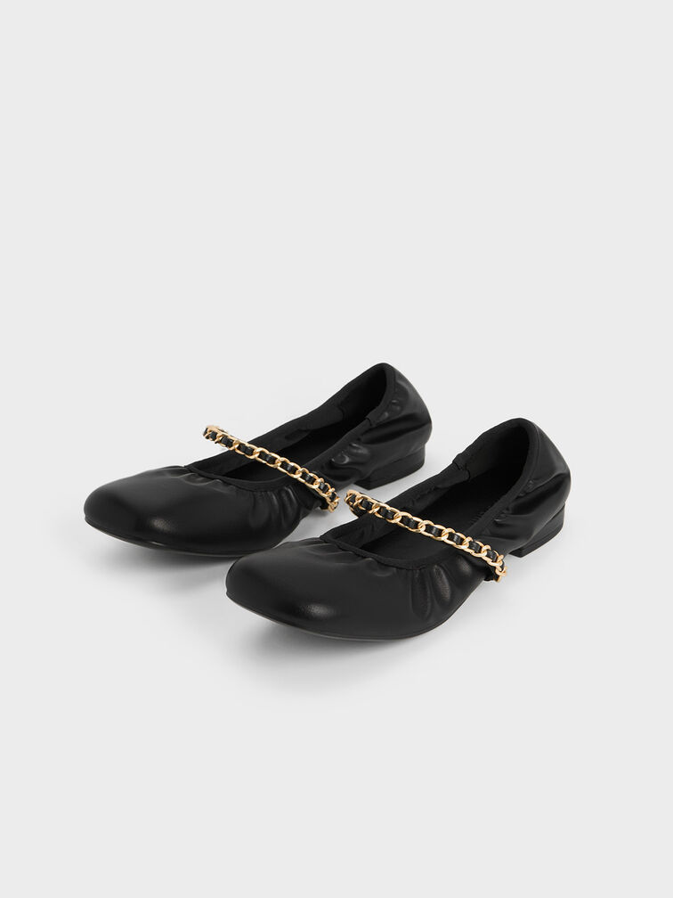 Braided-Chain Strap Mary Janes, Black, hi-res